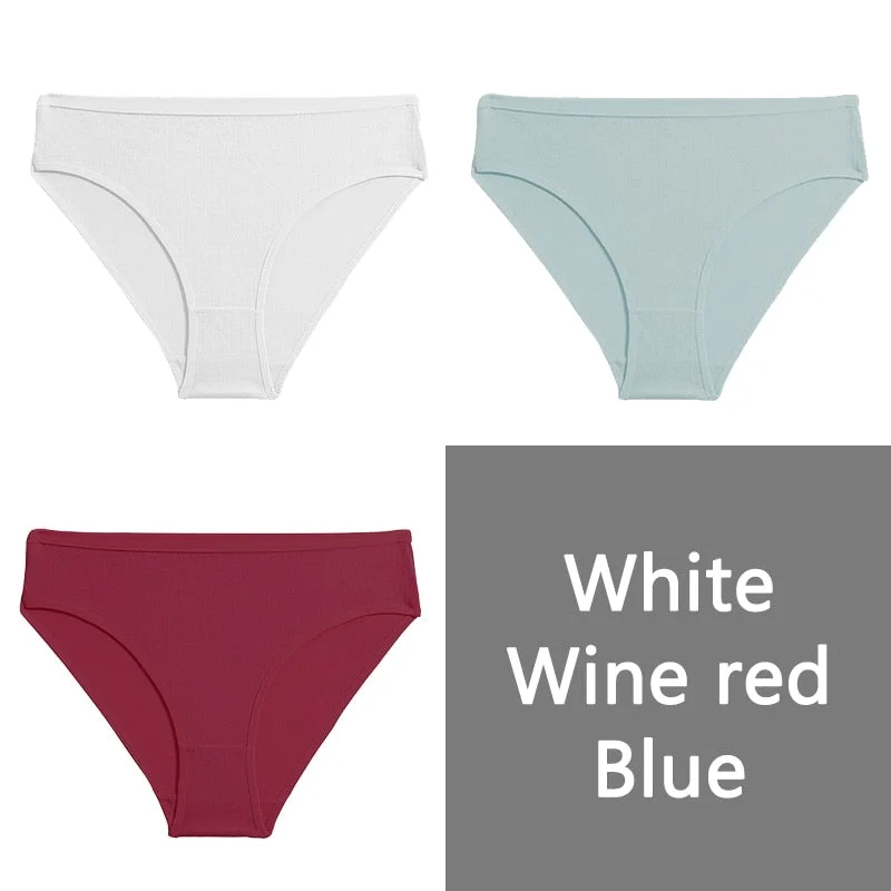 FINETOO S-XL Cotton Panties Women Low-rise Briefs Underpants Ladies Comfortable Underwear Fashion Jacquard Panty Lingerie 3Pcs