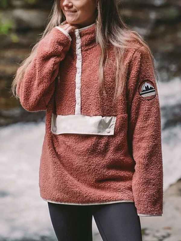 cozy lambswool warm single-breasted women's sweatshirt