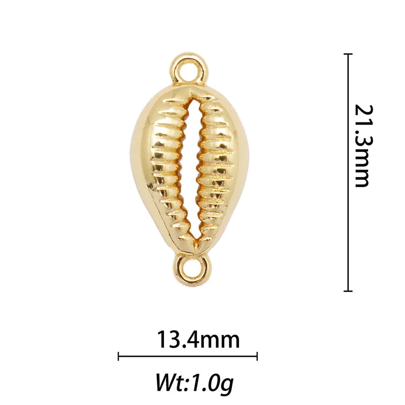 1 Piece 13.8*28.1mm 15.9*26mm 21.7*28.4mm Copper Pearl Zircon 18K Gold Plated Animal Paw Print Shell Jewelry Accessories Pendant
