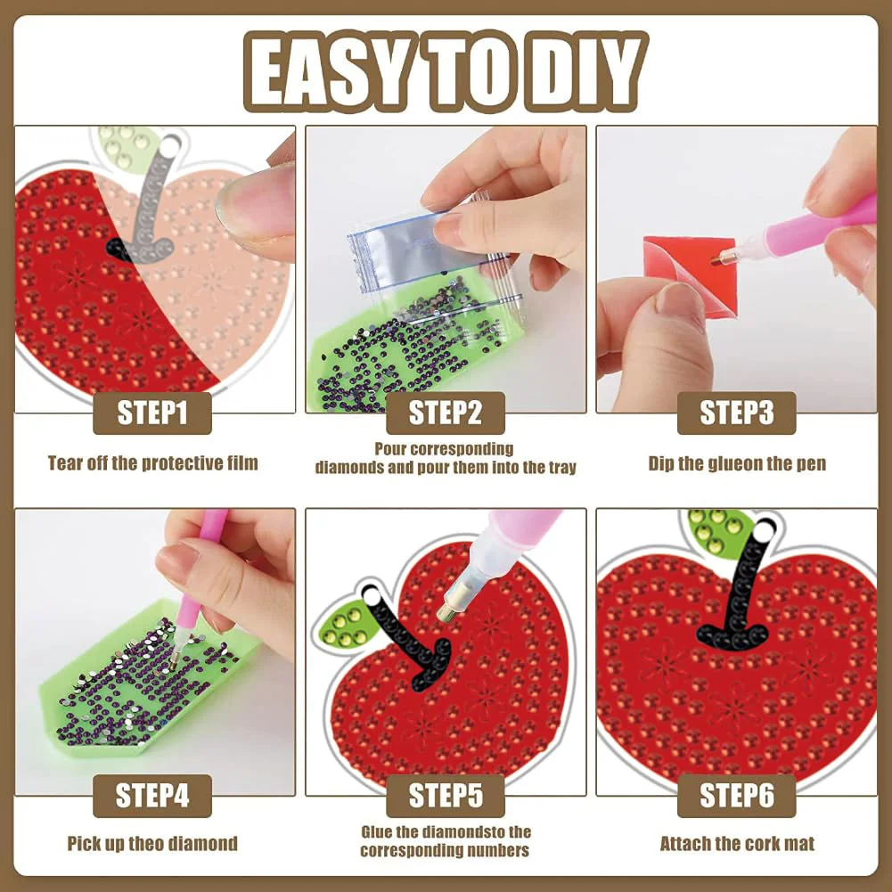 12 Pairs Stationery DIY Diamond Art Earring Double Side Diamond Painting Earring