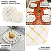 10 Pack | White/Gold 7" Plastic Square Salad Dessert Plates, Geometric Disposable Plates