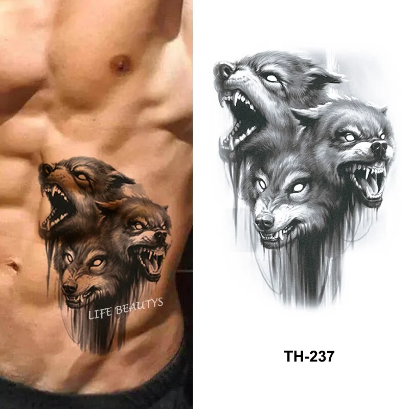Sdrawing Tiger Cool Temporary Tattoo Sticker Fashion Wolf Waterproof Animal Body Art Arm Fake Removable Tatoo Men Women Personality