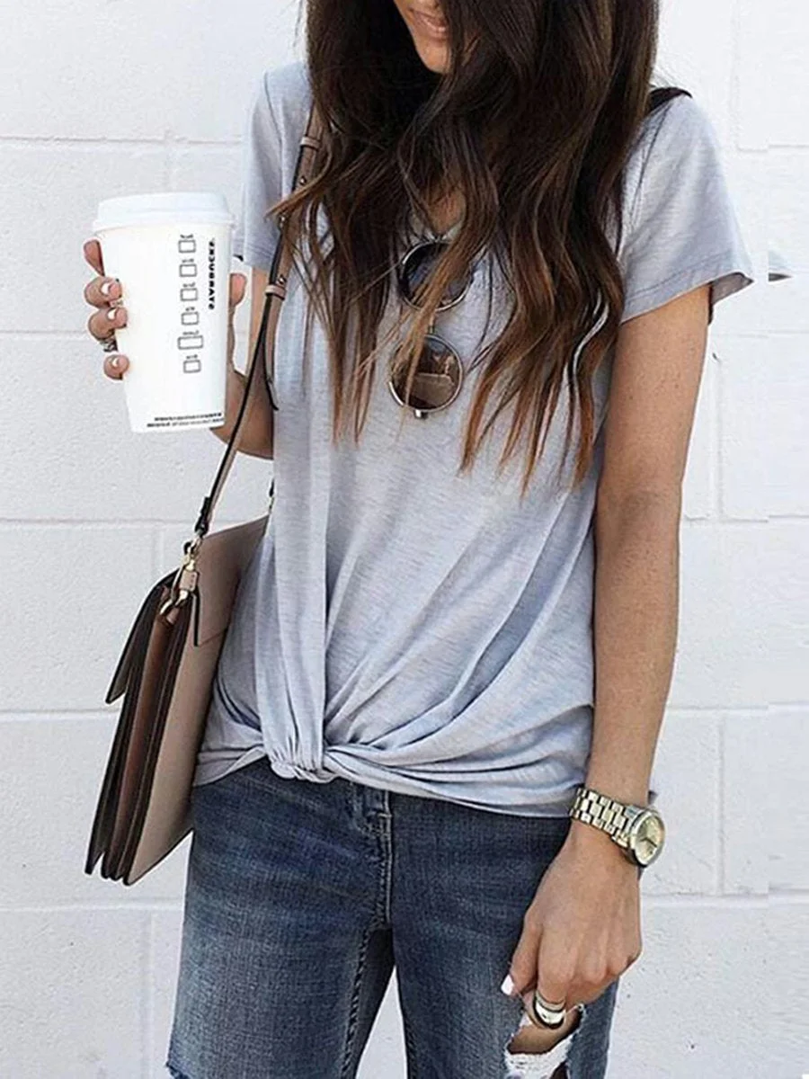 Solid Color Tie T-Shirt