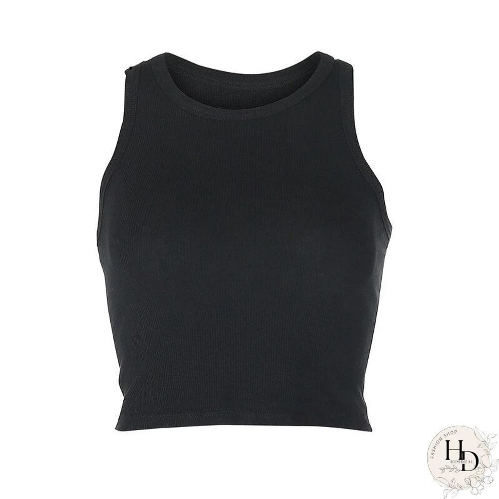 Fitness Basic Knitted Tank Top Women Sleeveless Casual Solid Color Elastic Crop Tops Clubwear Retro Summer Vest Harajuku