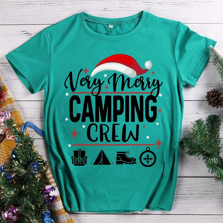 Very Merry Camping Crew Christmas T-Shirt Tee -08542-Annaletters