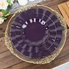 10 Pack | 9" Purple Hard Plastic Dinner Plates with Gold Ruffled Rim, Heavy Duty Disposable Dinnerware