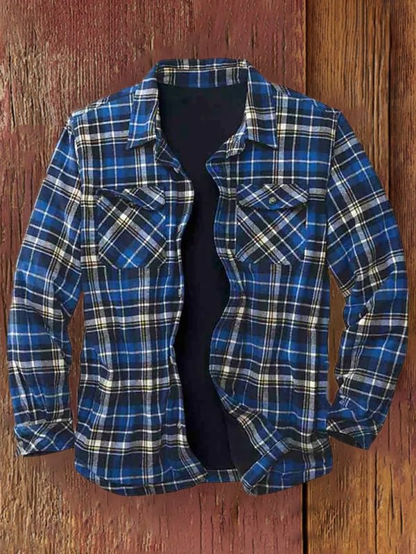Men's Plaid Casual Versatile Long Sleeve Shirt