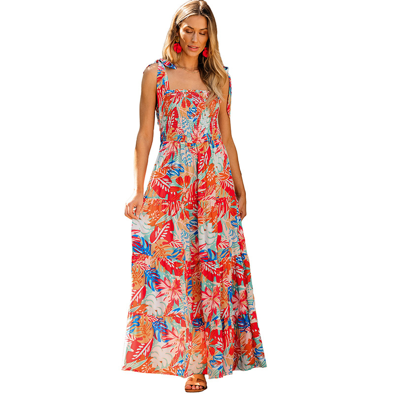 Mature Women Ruffled Casual Summer Printing Dress
