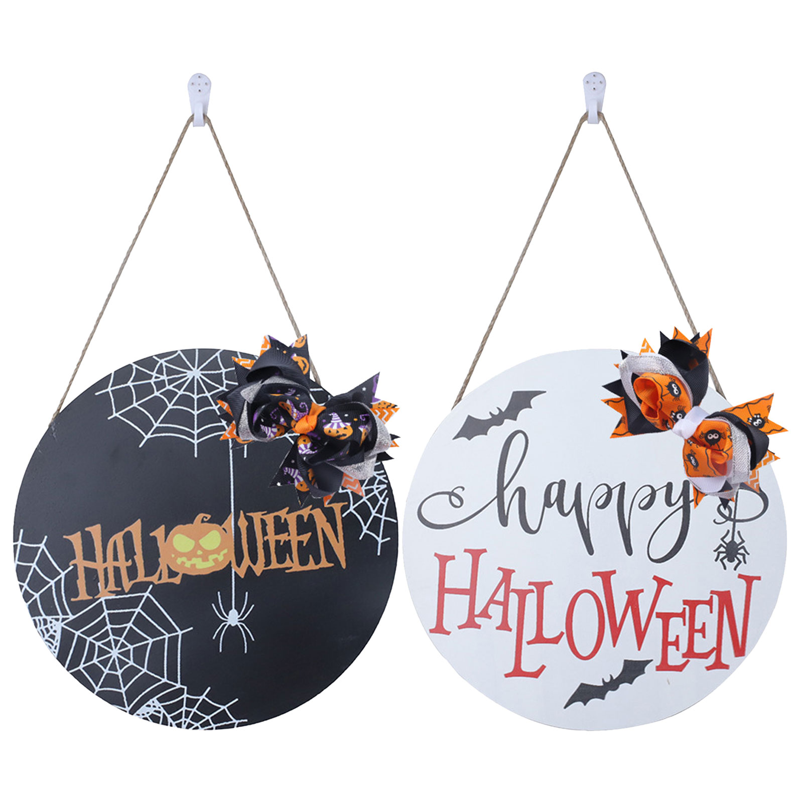 

Halloween Wooden Door Hanging Decor Happy Halloween Sign Party Decoration, White, 501 Original