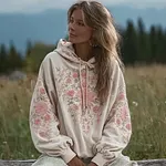 Bohemian Retro Style Plant Flower Design Women's Hoodie - Image 2
