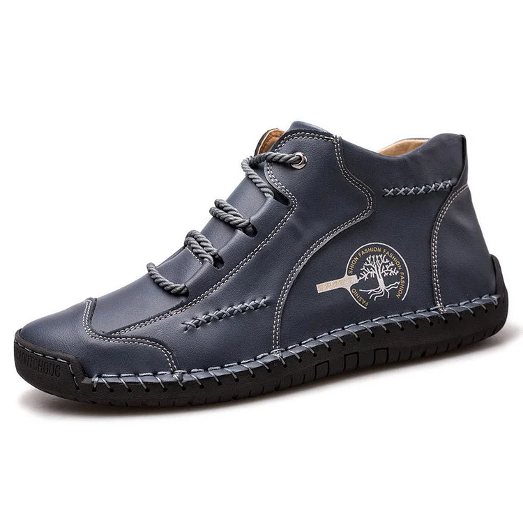 Men Vintage Microfiber Leather Hand Stitching Soft Ankle Boots