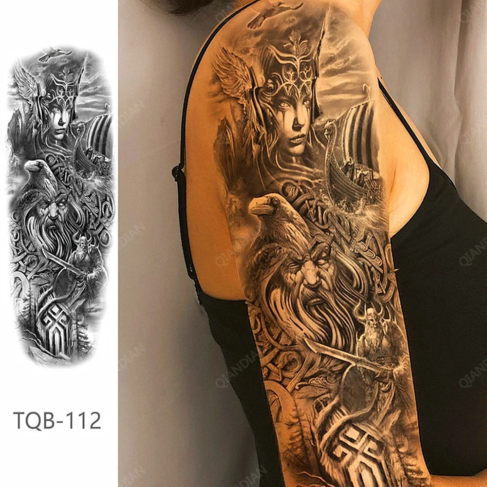 Sdrawing Arm Temporary Tattoo Lady Gun Eye Flower Tiger Lion Skull Eagle Women Body Leg Waterproof Sticker Cool Man Totem Sleeve
