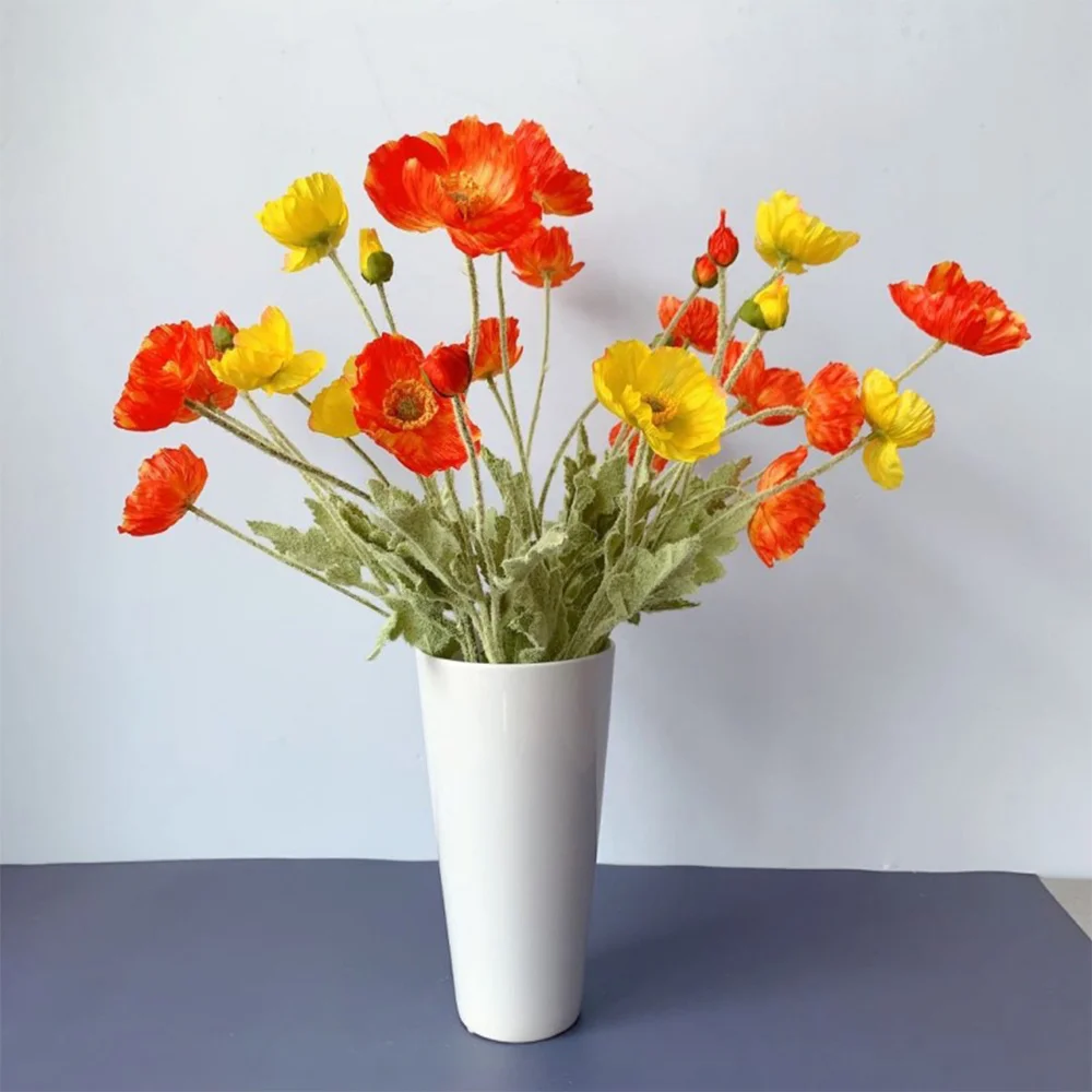 Poppy Silk Flower Bush in Orange - 23"