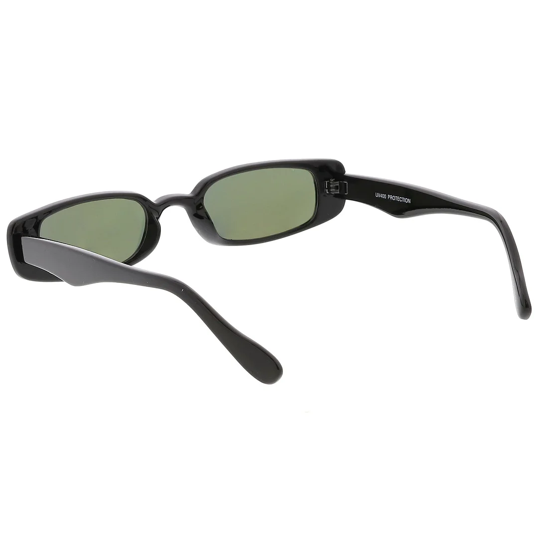 Extreme Thin Small Rectangle glasses Mirrored Lens 49mm