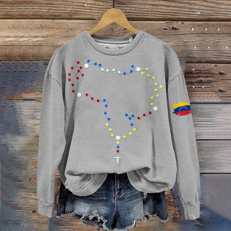 Women's Venezuela Map Inspired Crew Neck Sweatshirt artswardrobe