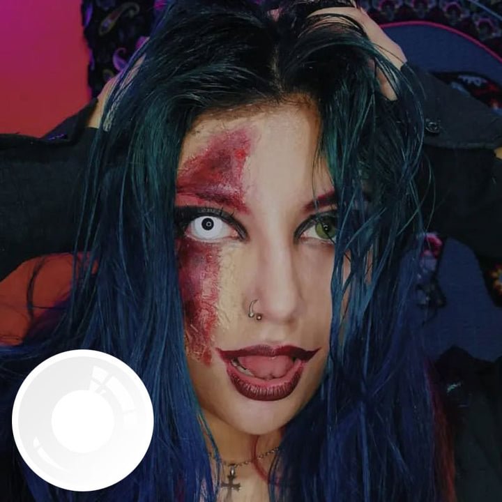 White Block Halloween Contact Lenses