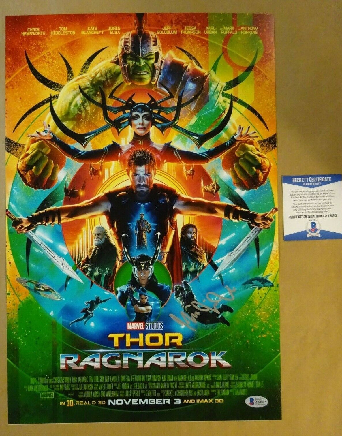 Signed TAIKA WAITITI Autographed THOR RAGNAROK 12x18