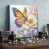 Framed Diamond Painting - Special Shaped - Butterfly and White Flower (25x25cm)