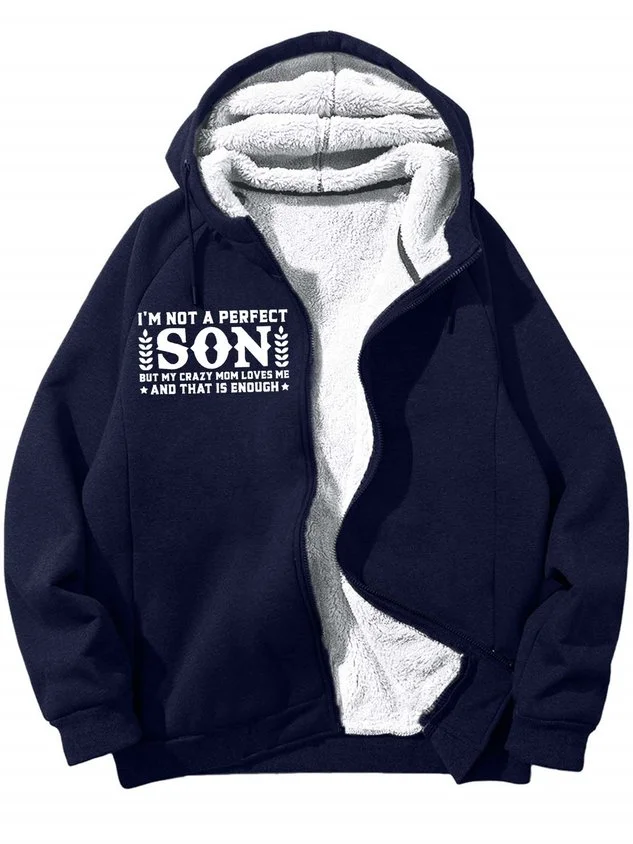 Men’s I’m Not A Perfect Son But My Crazy Mom Loves Me And That Is Enough Loose Casual Hoodie Sweatshirt socialshop