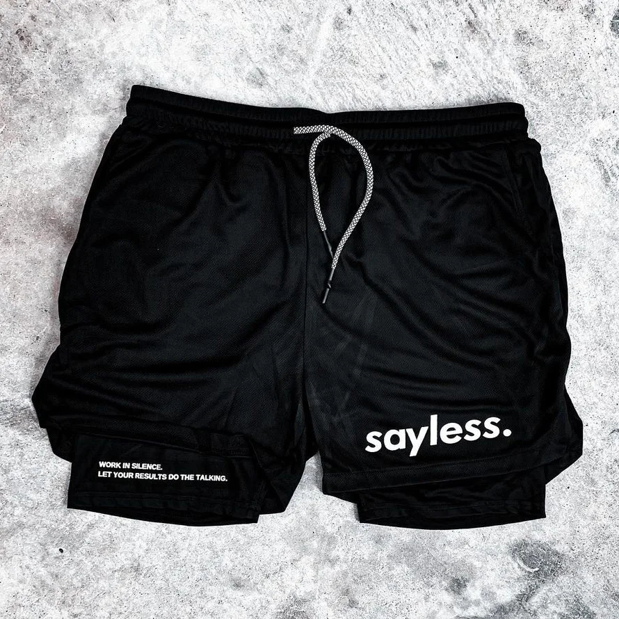 Sopula Casual Sayless Print Graphic Double Layer Men's Gym Shorts - SOPULA