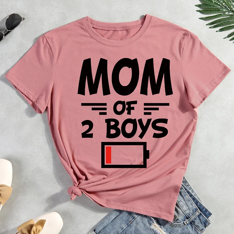 Mom Of 2 Boys Low Battery  T-shirt Tee -012452