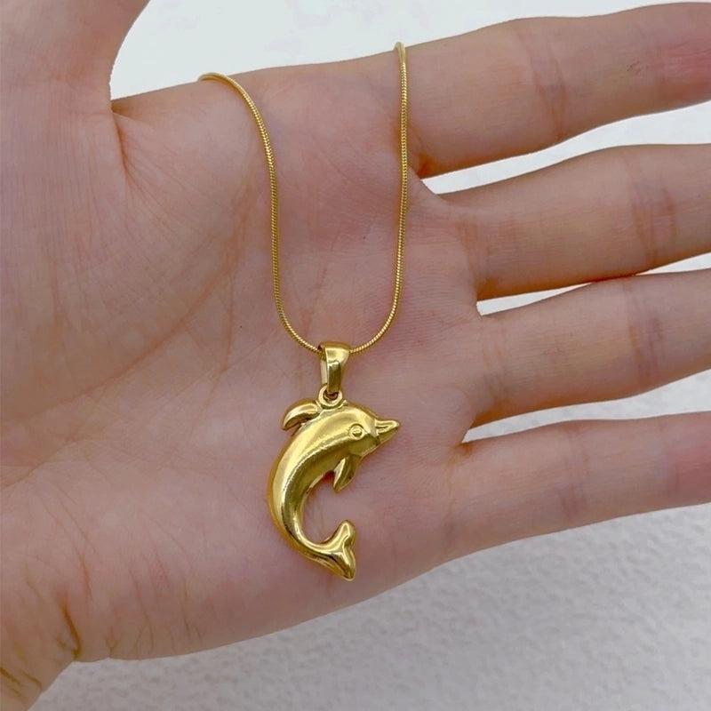 Casual Vacation Classic Style Dolphin Heart Shape 304 Stainless Steel Pendant Necklace