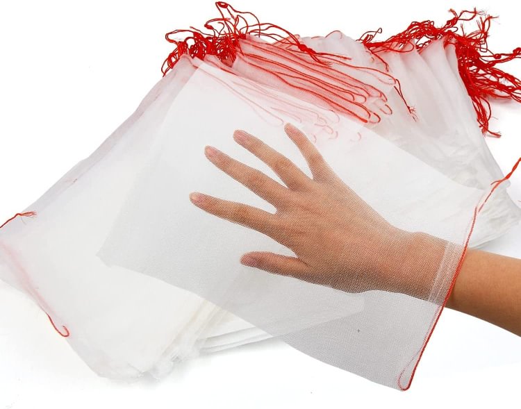 DIYASY 10Pcs Fruit Protection Bags, 8 x 12 Bird Netting Garden Netting Bags Mosquito Insect Nylon Mesh Barrier Bag with Drawstring for Protecting Fruit Tree, Plants, Vegetables