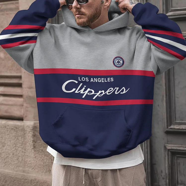 LA Clippers Printed Hooded Pocket Pullover Hoodie