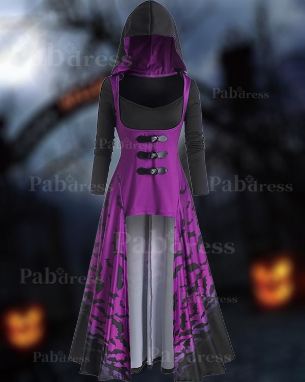 Halloween Bat Leather Buckle Cape Dress