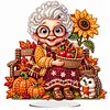 (Grandma)DIY Pearl Diamond Painting Acrylic Stand, Christmas Double-Sided Printed Tabletop Decoration, Special Shaped Diamond Art Craft Kit for Home Decor
