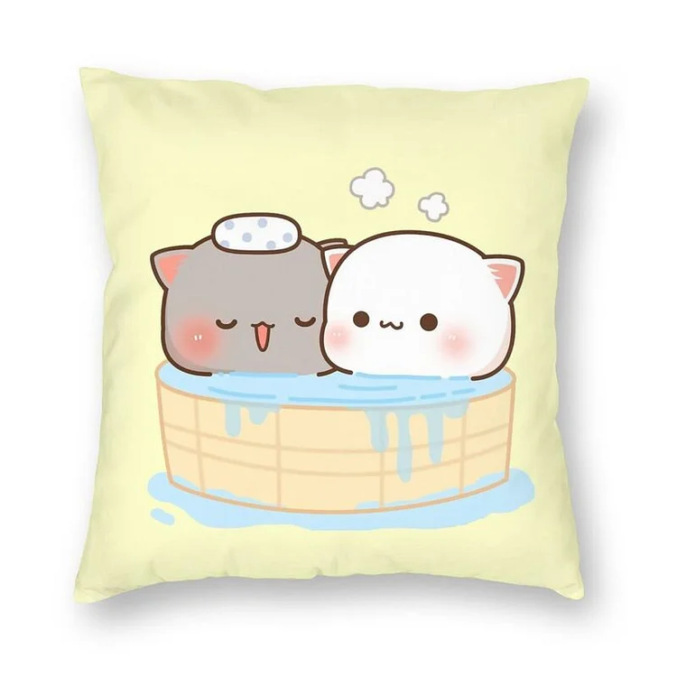 45x45cm Bedroom Living Room Cute Couple Cat Peach and Goma Pillowcase Home Decor pillowcase pillow covers decorative