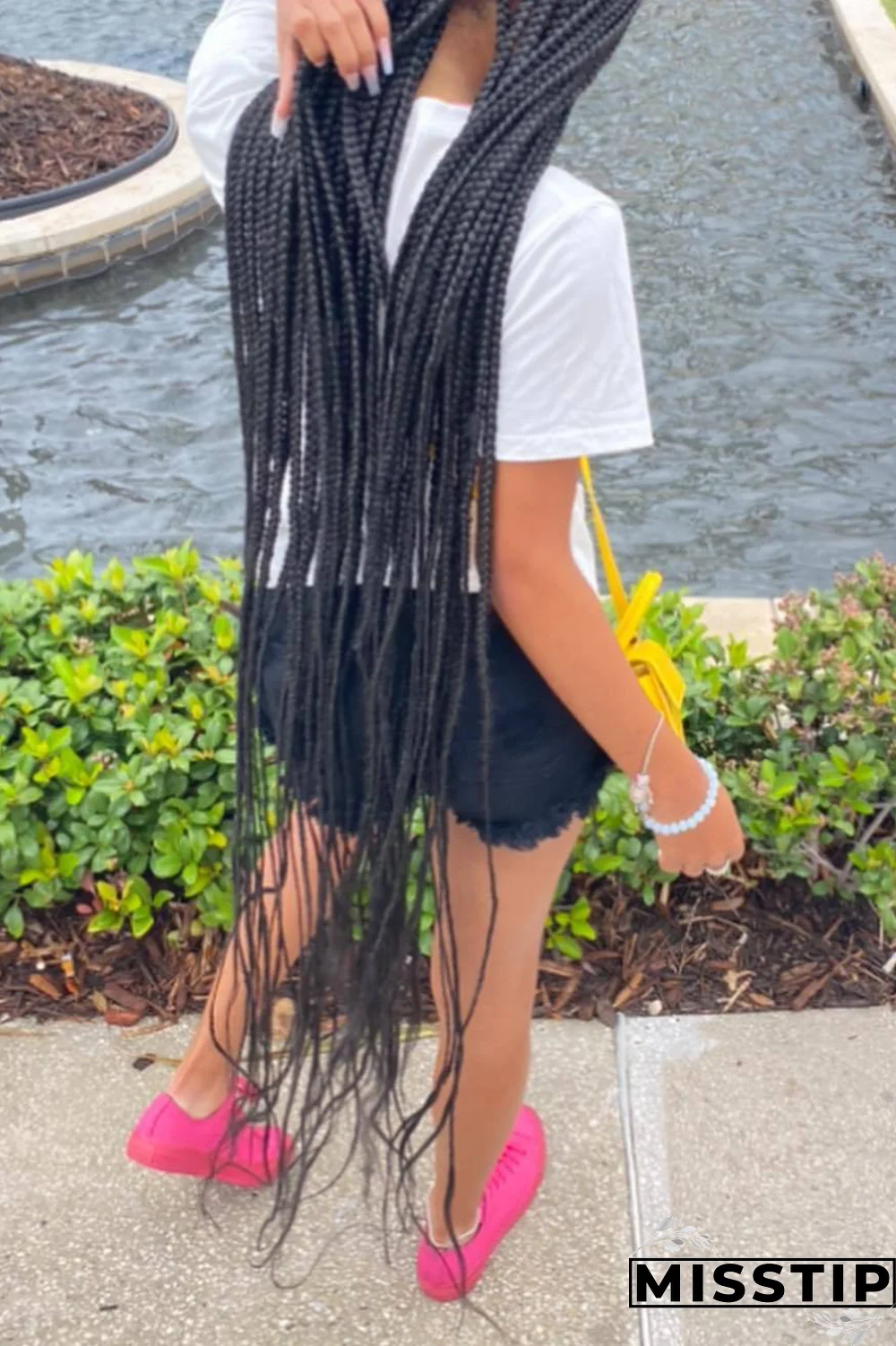 Black Street Party Print Patchwork Letter O Neck T-Shirts