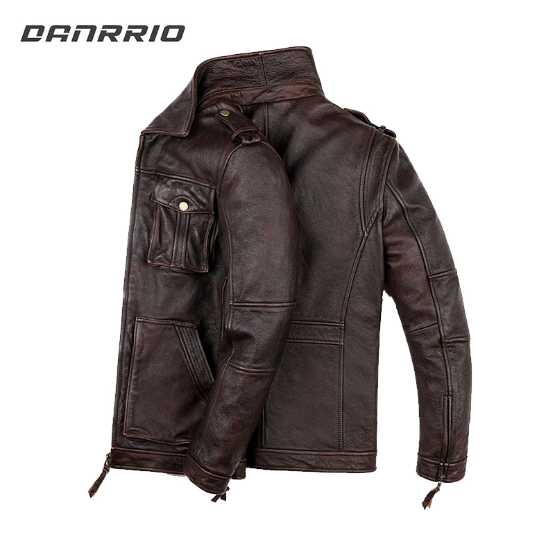 J2010 Men's Casual Cowhide Motorcycle Leather Jacket DANRRIO.COM DANRRIO