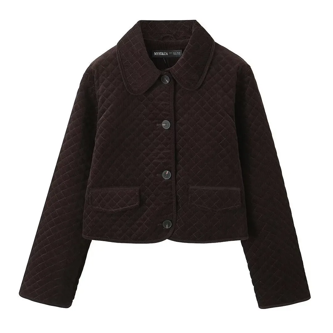 Nigikala Nigikala Women's Clothing Autumn And Winter New Collar Single Buckle Lint Cotton Jacket