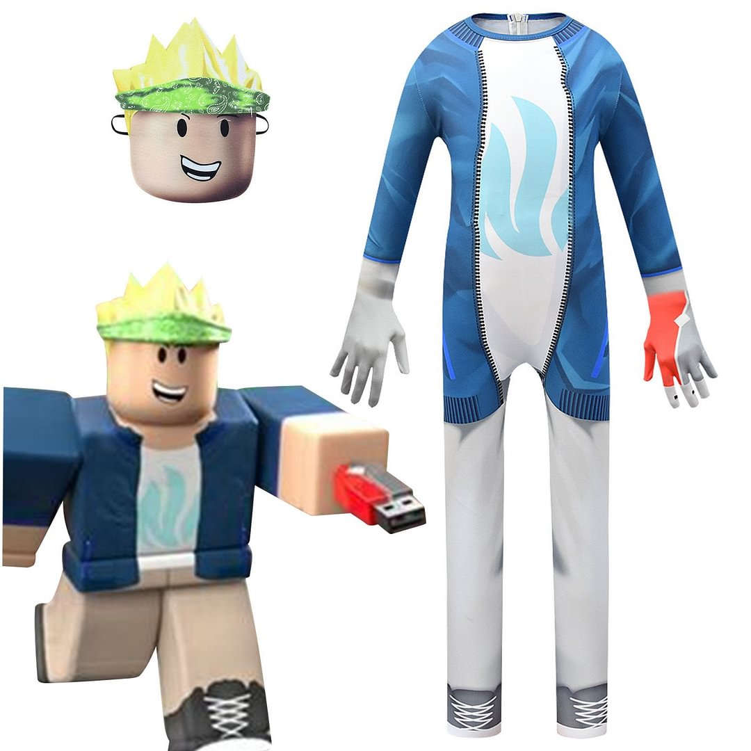 Roblox Cosplay Costume Jumpsuit Onesie with Mask for Kids