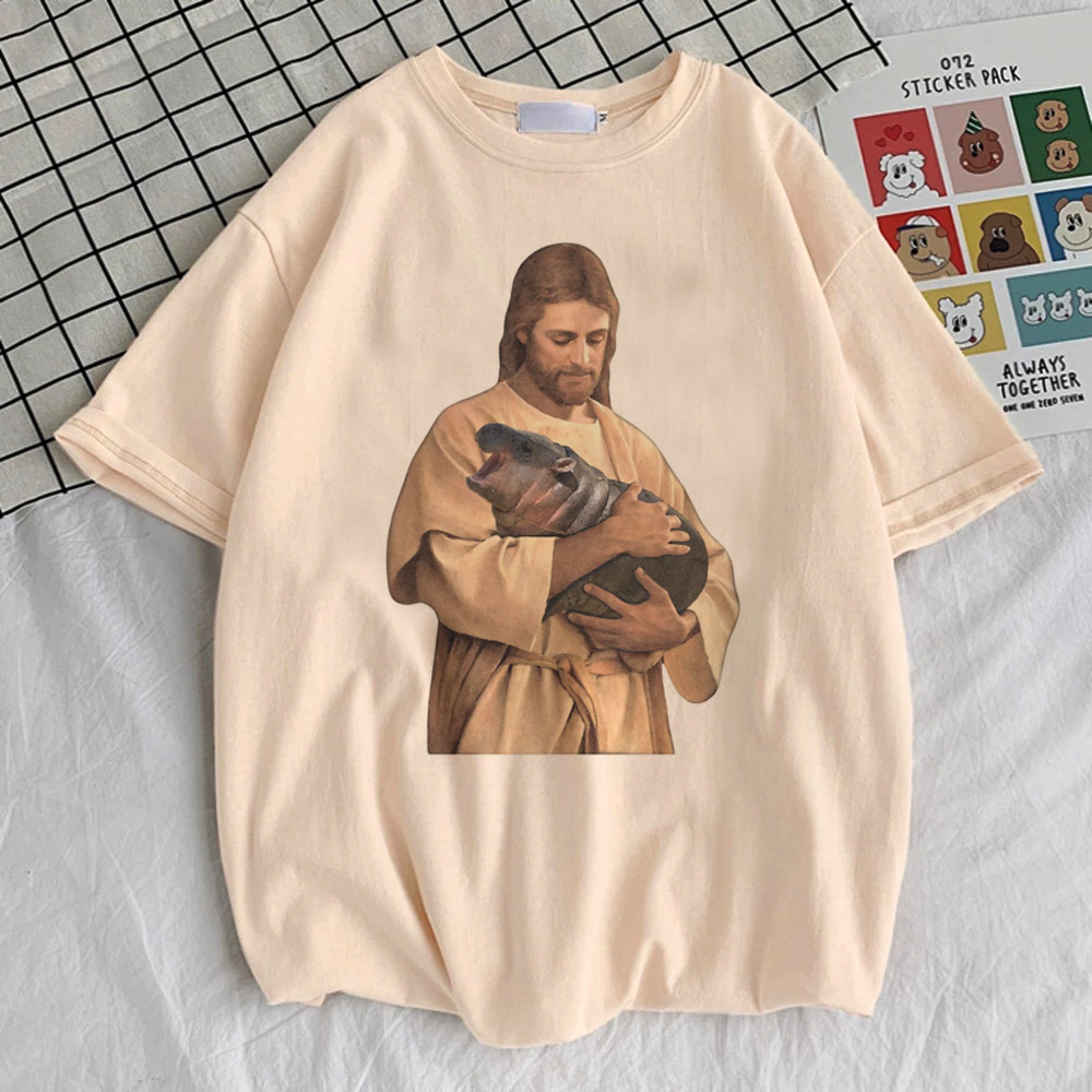 Moo Deng shirt teen 80s aesthetic hip hop Graphic Comfortable Psychedelic t-shirt harajuku University Colorful women Breathable