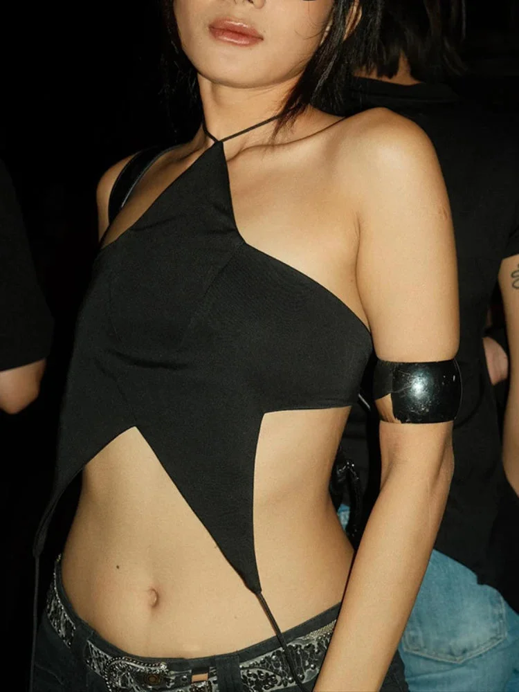 Brownm Star Lace Up Backless Top