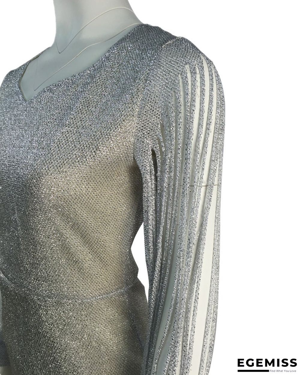 European and American V-neck Tassel Long Sleeve Slim Hip Dress | EGEMISS