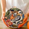 Red Flower Tiger-DIY Embroidery Kit with Pattern Cotton Threads Needles Hoop 30*30cm/11.81*11.81in