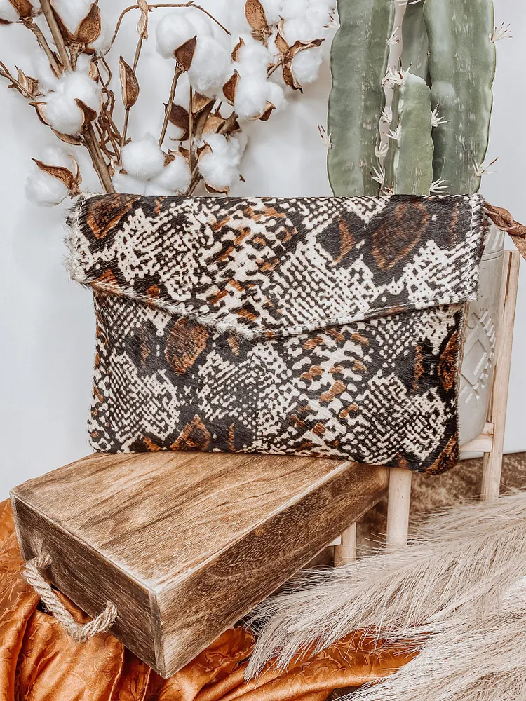 The Mila Clutch - Snake Hair On Hide
