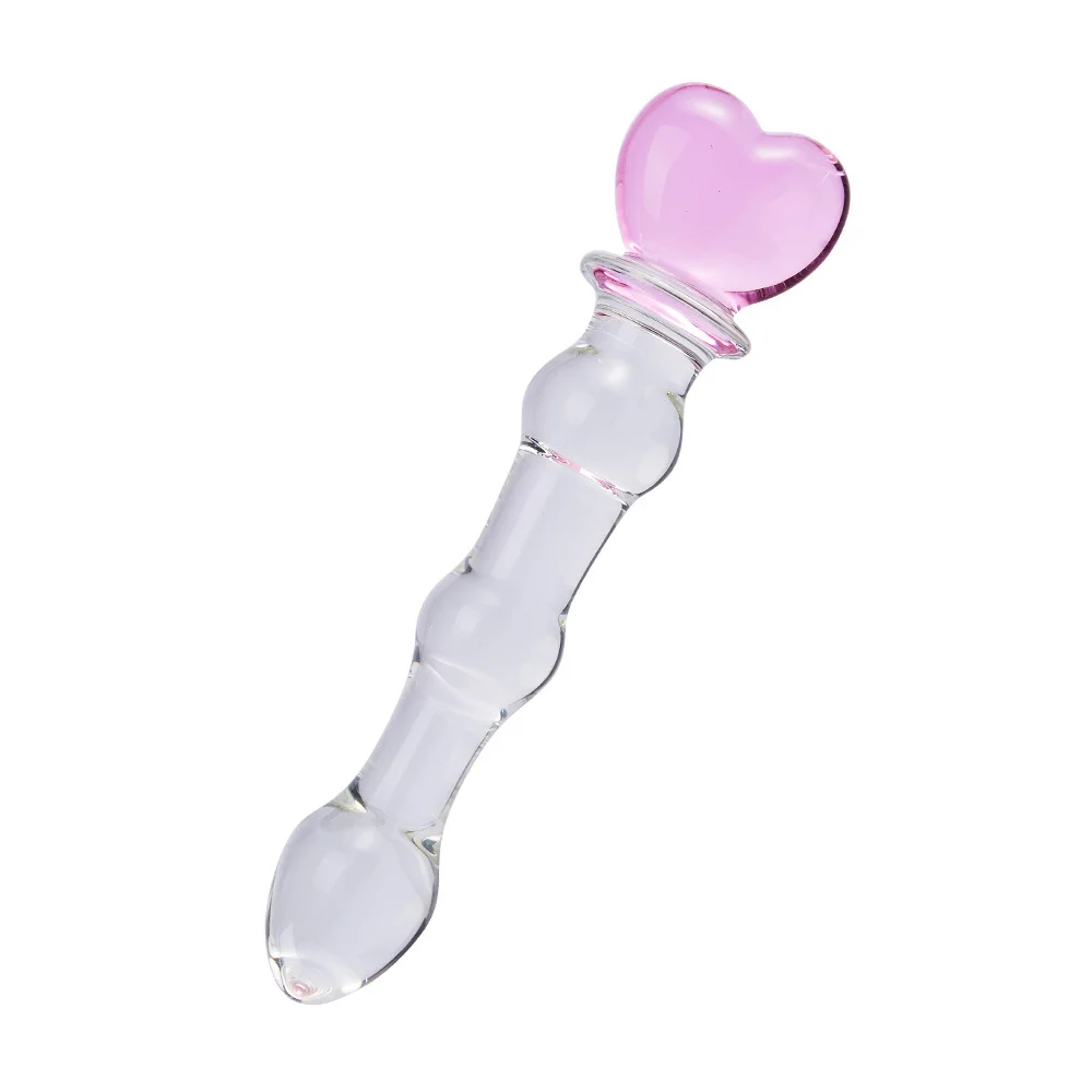 Glass Heart Dildo Massage Love Toy - Rose Toy
