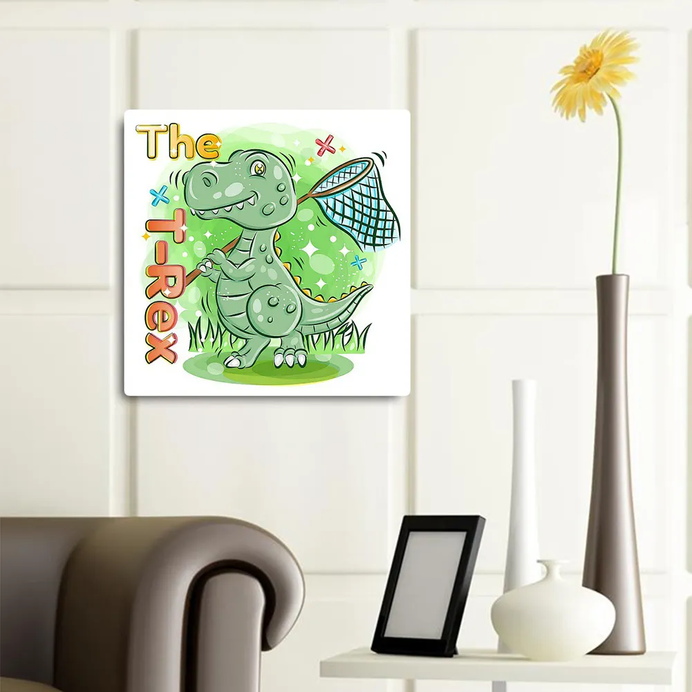 Full Round Diamond Painting 30*30cm - Cartoon Little Dinosaur