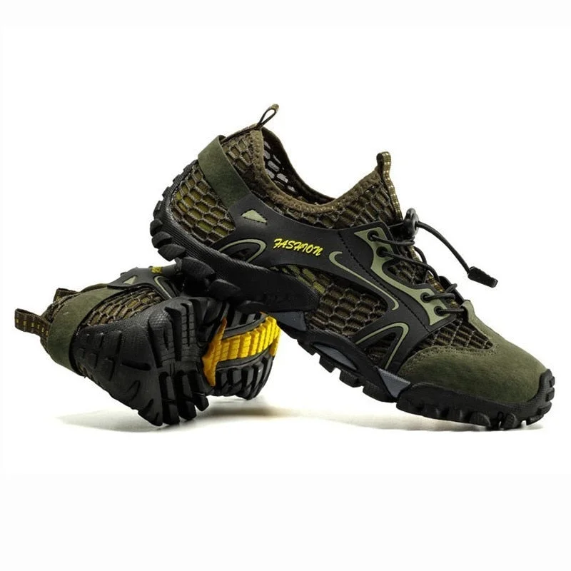 VEAMORS Men Mesh Hiking Shoes Wearproof Rubber Upstream Quick-Dry Breathable Trekking Water Sports Sneakers Soft Good Grip