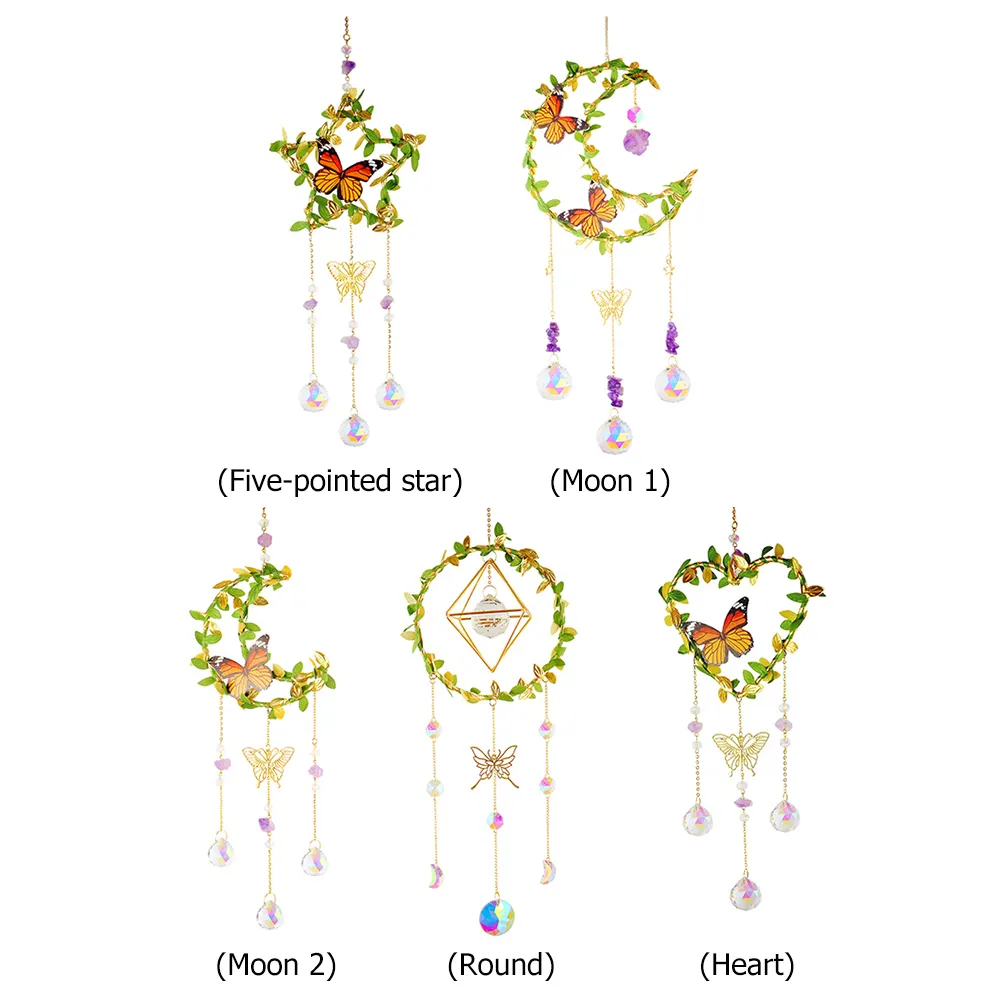 Crystal Wind Chime Star Moon Love Prism Catchers Ornament Home Garden Decor