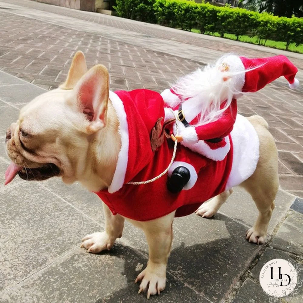 Christmas Pet Dogs Clothes Santa Dog Costumes Funny Pet Outfit Riding Holiday Party Dressing Up Clothing