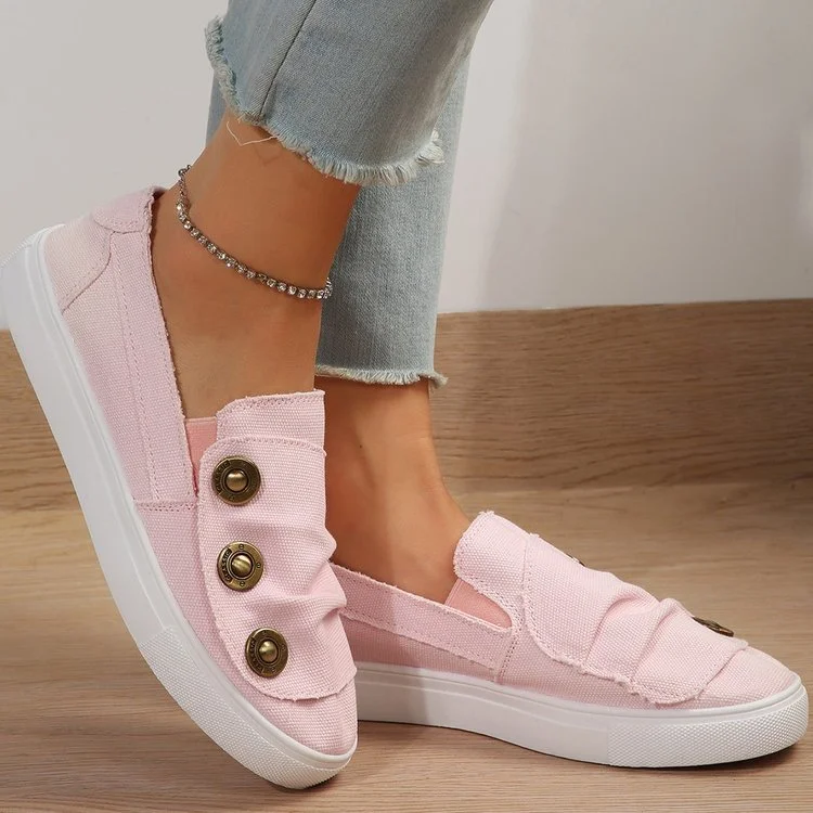 Women's Denim Casual Button Comfy Sneakers  Stunahome.com