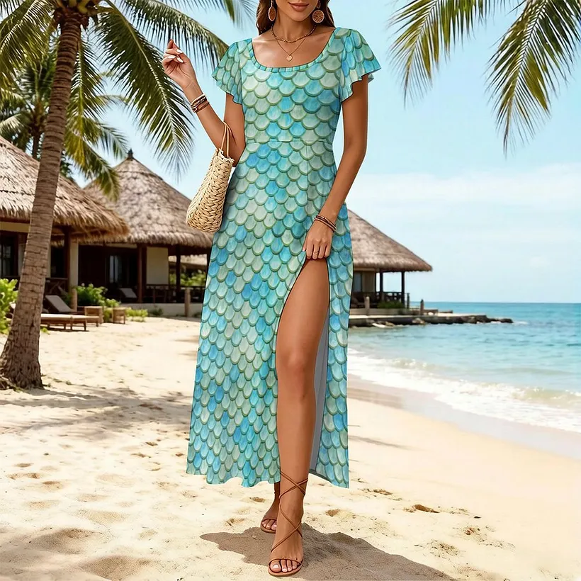 cowl neck sequin dress Women’s Maxi with Slit dropping look Purple Shift Dress with Color:yellow floral imagereplace-20260619