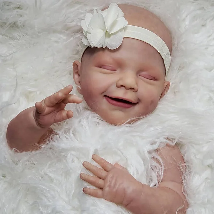 20" Reborn Smile Sleeping Newborn Girl Soft Silicone Baby Doll Named Fanny With A Magnetic Pacifier Rebornartdoll® RSAW-Rebornartdoll®