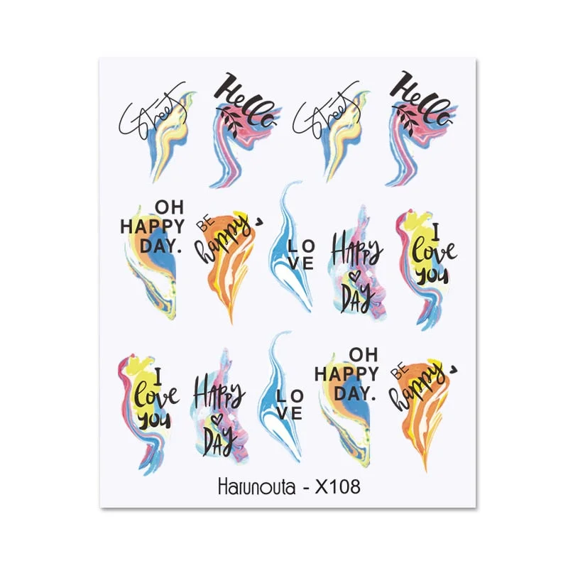 Harunouta Valentine's Day Love Heart Pattern Water Decals Stickers Christmas Snowflakes Design Slider For Nails Art Decoration-Nail Inspo