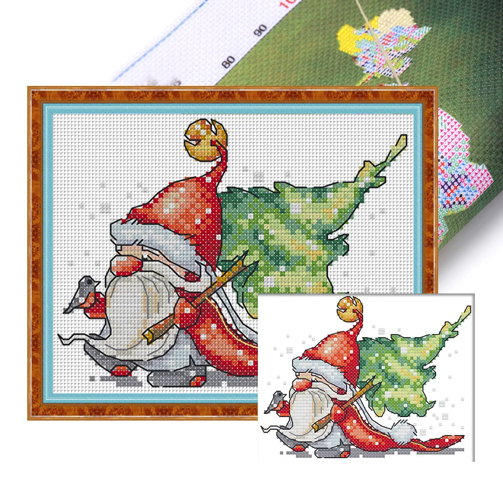14CT Full Stamped Cross Stitch Kit - Santa (17*14CM) Decoration gift  Embroidery Stamped Counted Cross Stitch Kit for Kids Adults Beginners,  Needlework Cross Stitch Kits, Art Craft Handy Sewing Set Cross Stitch